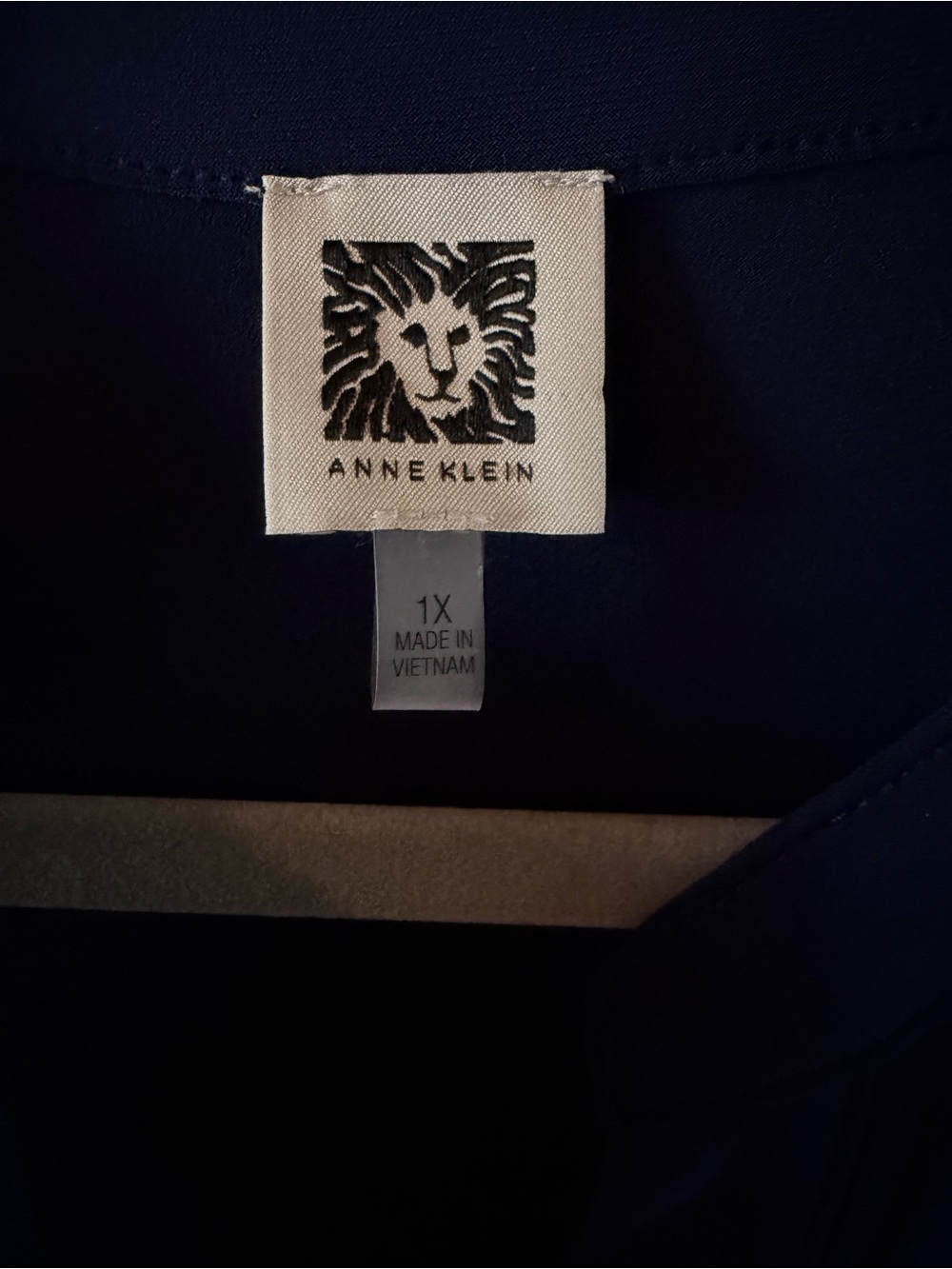 Anne Klein Navy Split-Neck Top - Picture 2 of 8